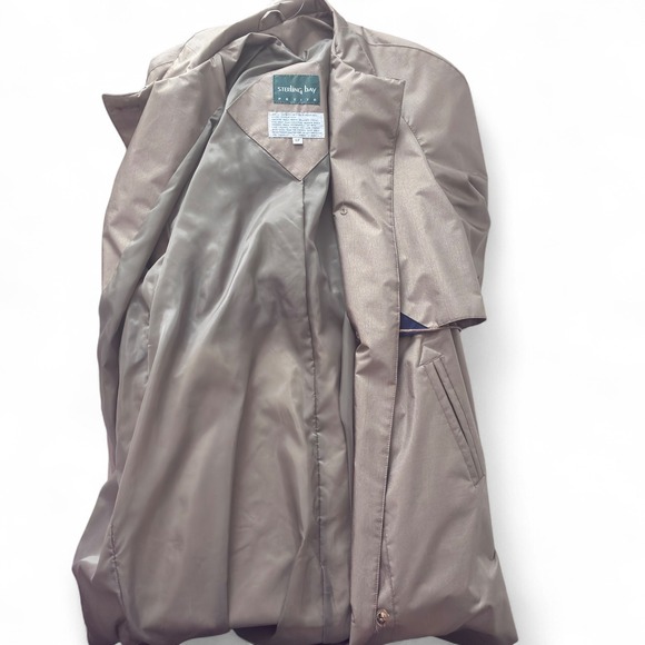 Vintage 80s Taupe Trench Coat Duster Style Retro Femme Streetwear‎ Dark Academia - Picture 8 of 9